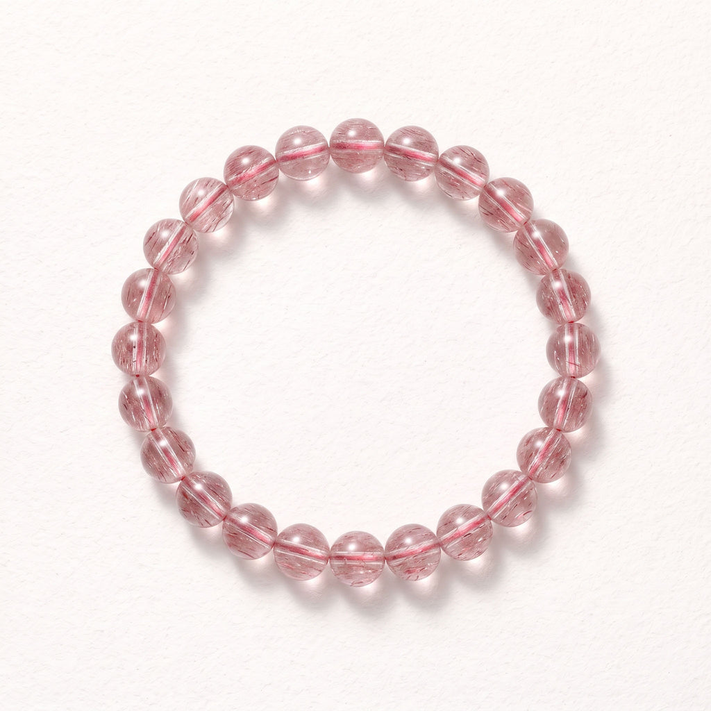 Natural Pink Rabbit Hair Quartz Bracelet | The Stone of Gentle Manifestation