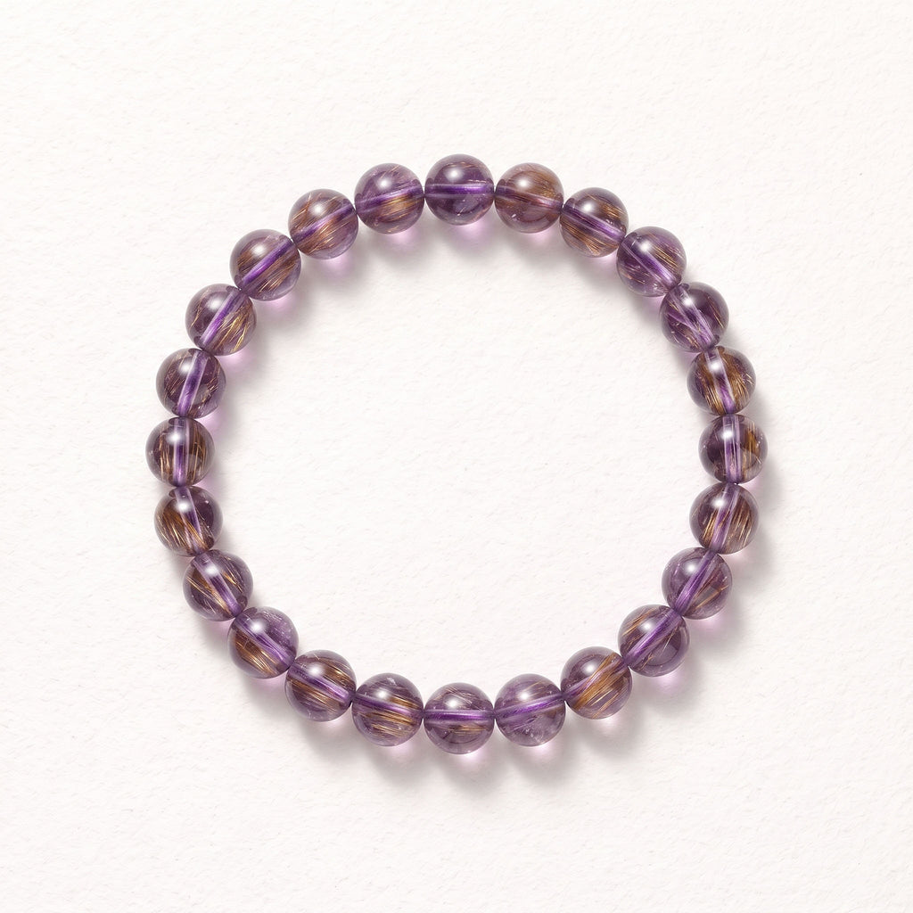 Natural Purple Rutilated Quartz Bracelet | The Stone of Prosperity