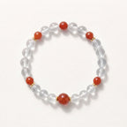 Natural Clear Quartz and Carnelian Bead Bracelet, Radiant Vitality & Harmonious Flow Gemstone Jewelry