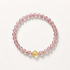 Natural Strawberry Quartz and Citrine Bead Bracelet, Vibrant Vitality & Prosperous Flow Gemstone Jewelry