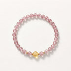 Natural Strawberry Quartz and Citrine Bead Bracelet, Vibrant Vitality & Prosperous Flow Gemstone Jewelry