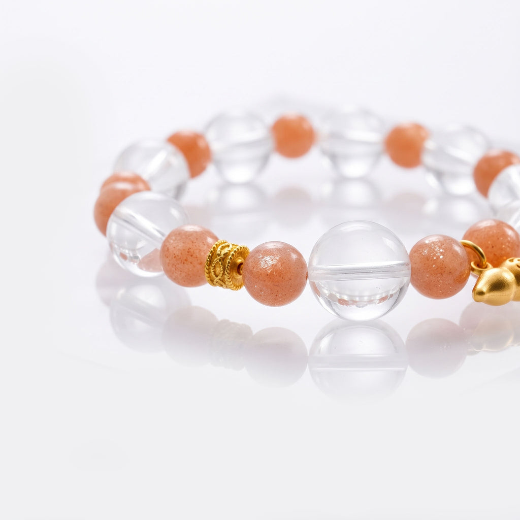 Clear Quartz & Peach Moonstone: Warm Vitality & Pure Illumination