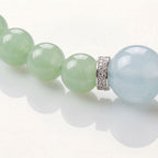 Natural Botanical Prehnite & Ocean Aquamarine Harmony Collarchain: Dual-Loop Versatile Necklace — Gangdishé Peak