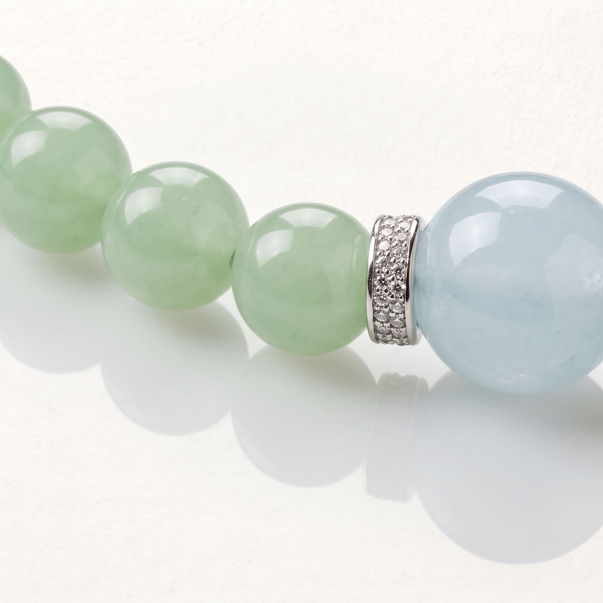 Natural Botanical Prehnite & Ocean Aquamarine Harmony Collarchain: Dual-Loop Versatile Necklace — Gangdishé Peak