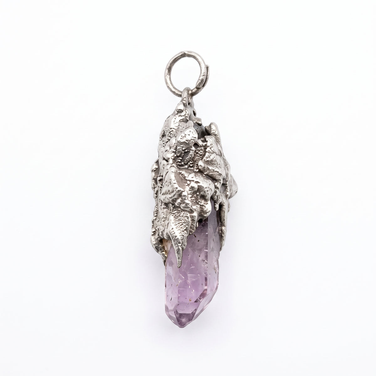 Super Seven Crystal Stalactite Pendant | Antique Silver Copper Molten Cap Necklace