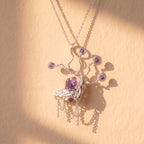 Raw Amethyst Tree Branch Copper Pendant | Silver Copper Wire Wrapped Necklace
