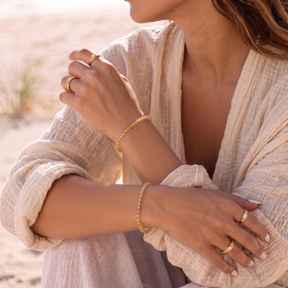 Natural Citrine Bead Bracelet, Radiant Vitality & Warm Balance Gemstone Jewelry