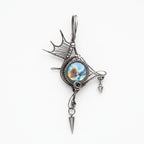 Labradorite Winged Spike Pendant | Antique Silver Copper Gothic Necklace