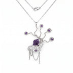 Raw Amethyst Tree Branch Copper Pendant | Silver Copper Wire Wrapped Necklace