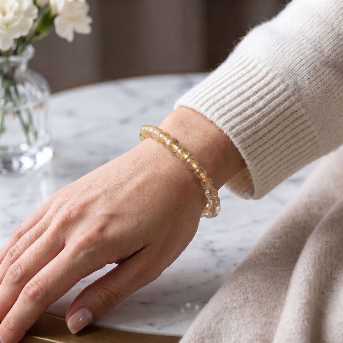Natural Yellow Rabbit Hair Quartz Bracelet: The Stone of Warmth — Himalayan Ridge