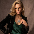 Aquamarine Crystal Cage Pendant | Silver Copper Wire-Wrapped Pearl Necklace
