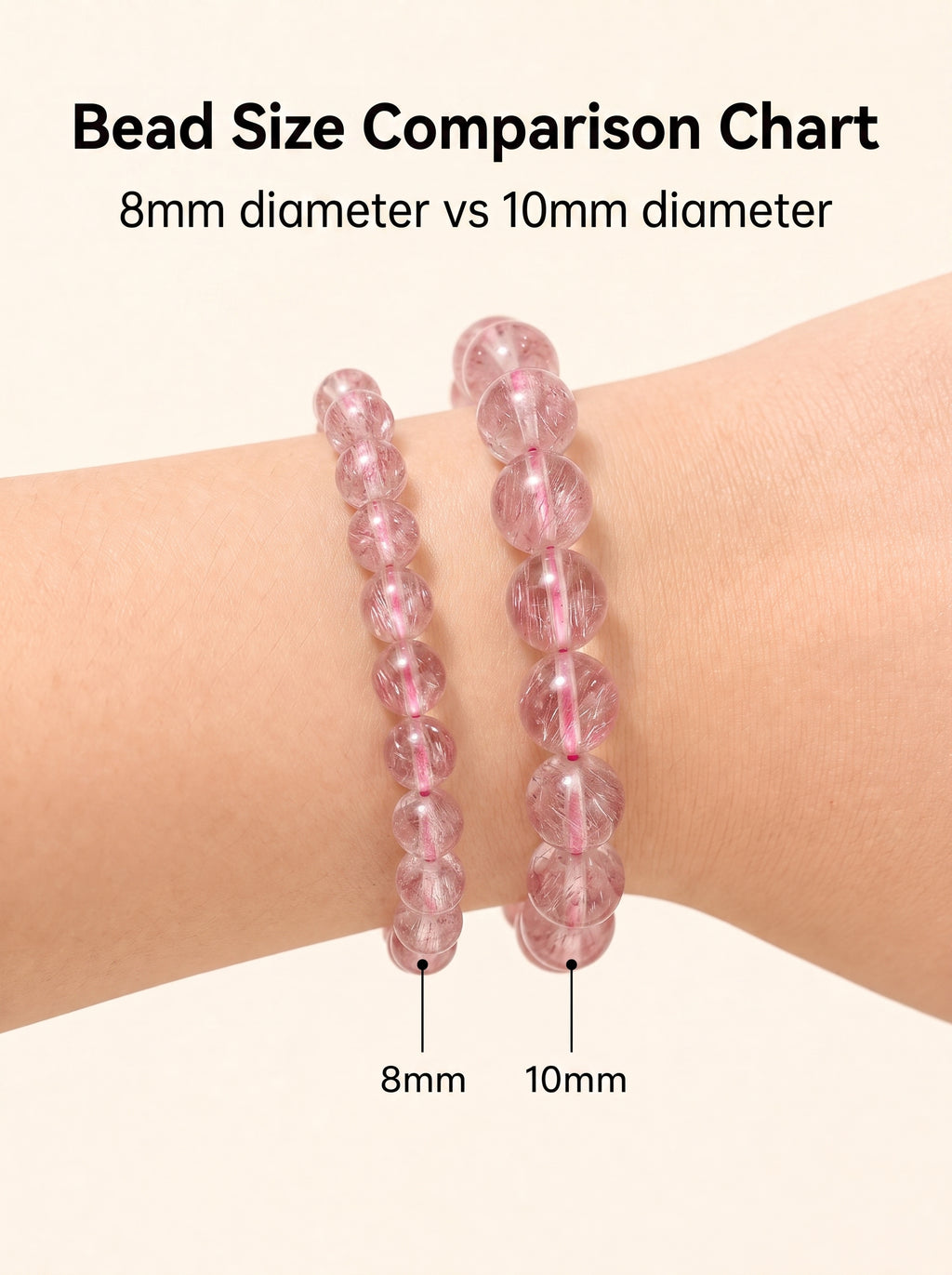 Premium Pink Rabbit Hair Quartz Beaded Bracelet | Hand-Polished Natural Gemstone Jewelry for Softness & Grace