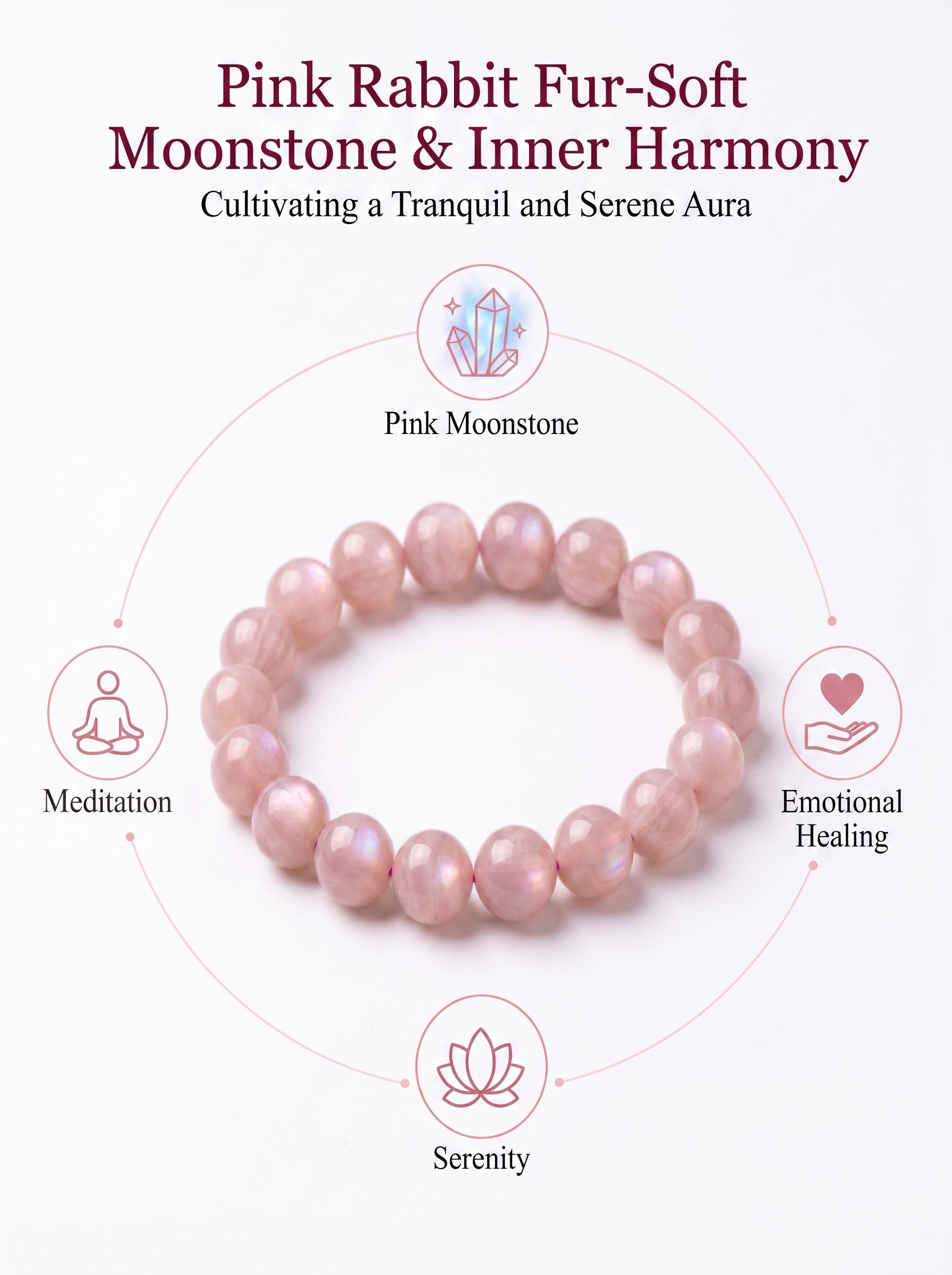 Premium Peach Moonstone Beaded Bracelet | Hand-Polished Natural Gemstone Jewelry for Inner Peace & Grace