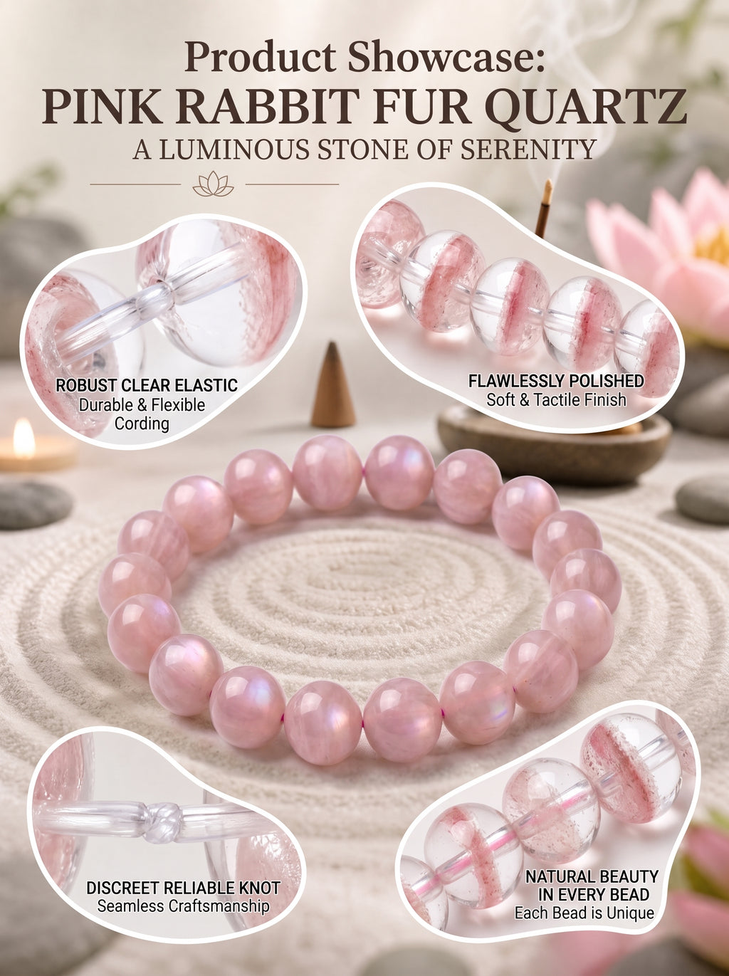 Premium Peach Moonstone Beaded Bracelet | Hand-Polished Natural Gemstone Jewelry for Inner Peace & Grace