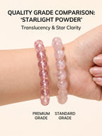 Premium Star Rose Quartz Beaded Bracelet | Hand-Polished Natural Gemstone Jewelry for Attraction & Inner Peace