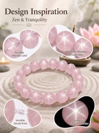 Premium Star Rose Quartz Beaded Bracelet | Hand-Polished Natural Gemstone Jewelry for Attraction & Inner Peace