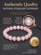 Premium Star Rose Quartz Beaded Bracelet | Hand-Polished Natural Gemstone Jewelry for Attraction & Inner Peace