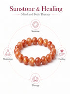 Premium Sunstone Beaded Bracelet | Hand-Polished Natural Gemstone Jewelry for Energy & Confidence