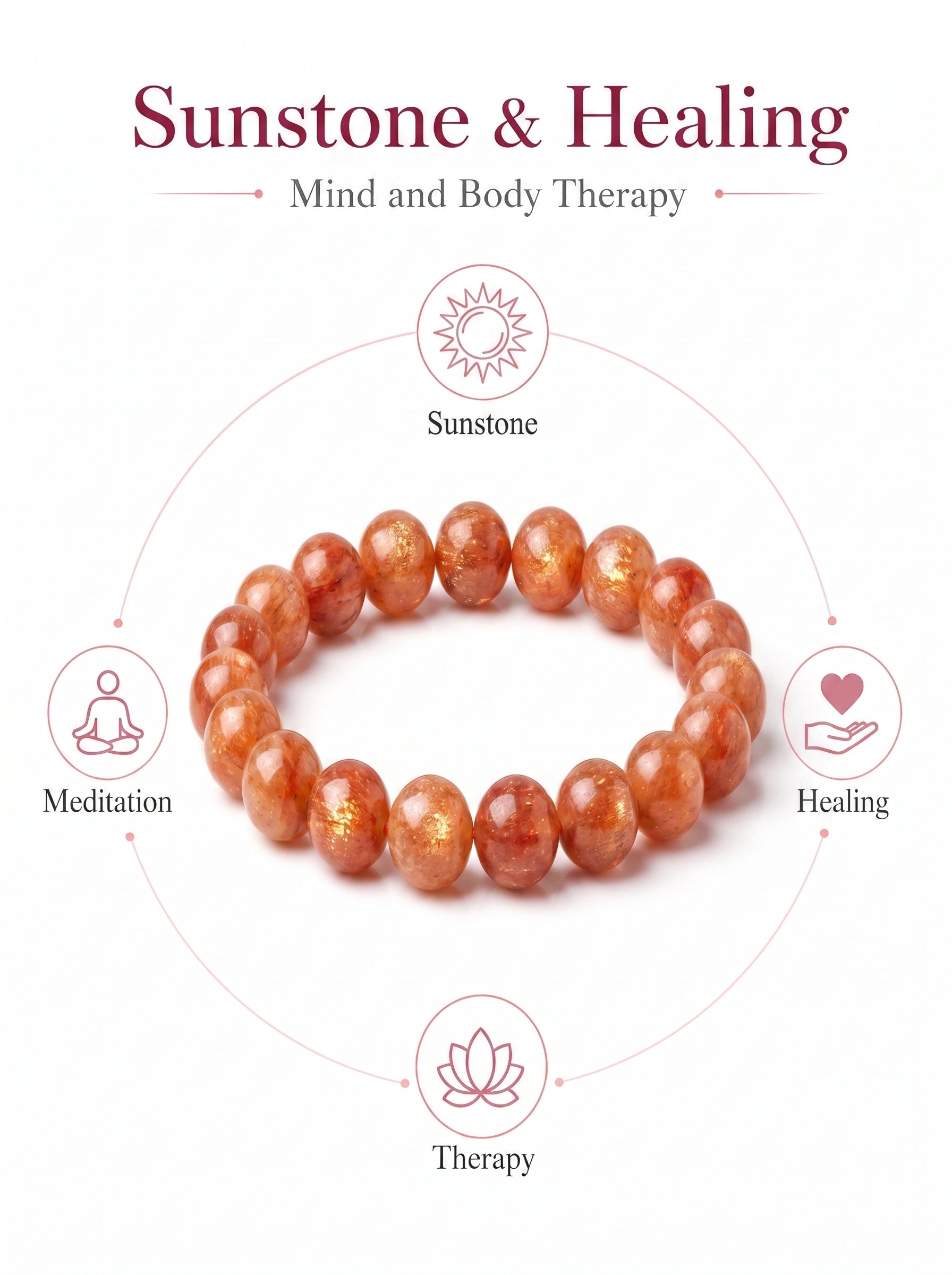 Premium Sunstone Beaded Bracelet | Hand-Polished Natural Gemstone Jewelry for Energy & Confidence