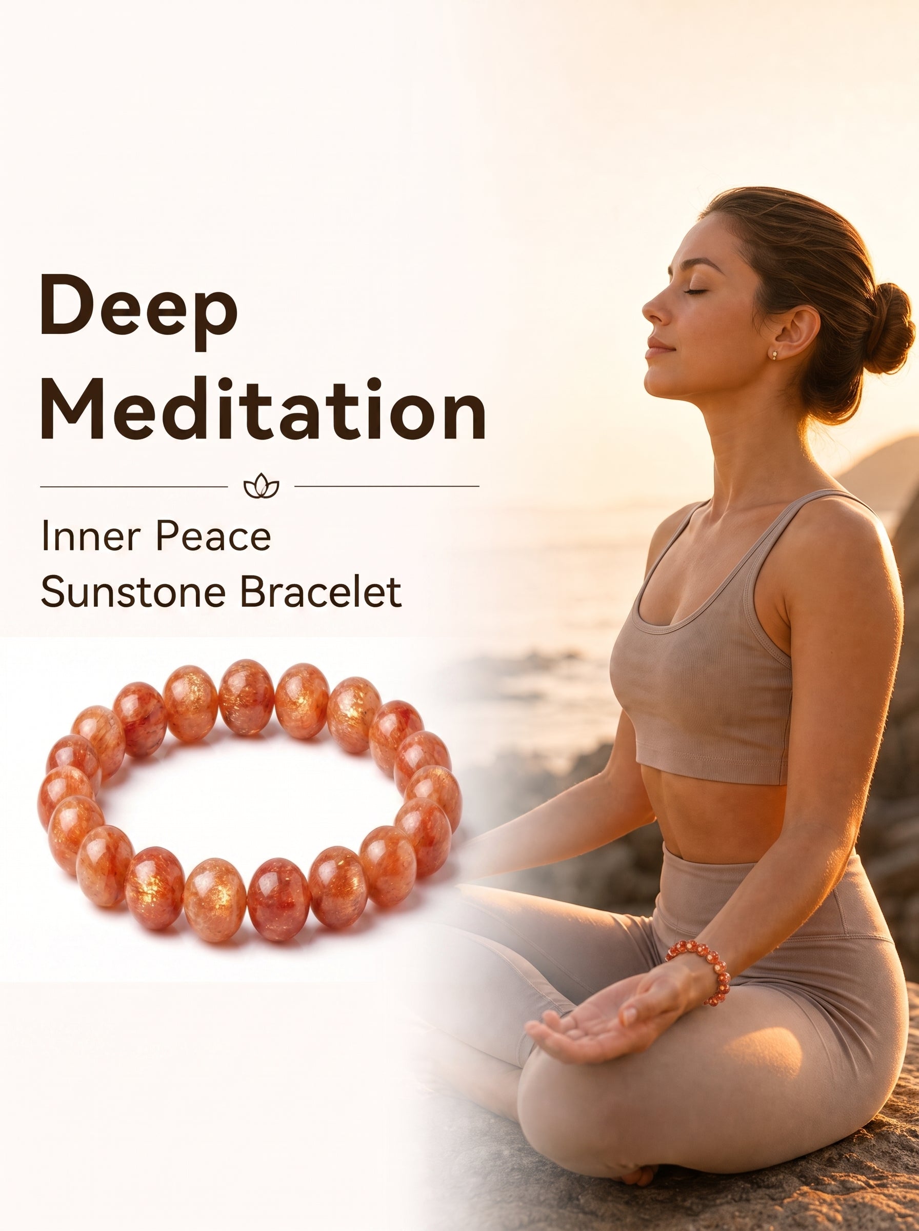 Premium Sunstone Beaded Bracelet | Hand-Polished Natural Gemstone Jewelry for Energy & Confidence