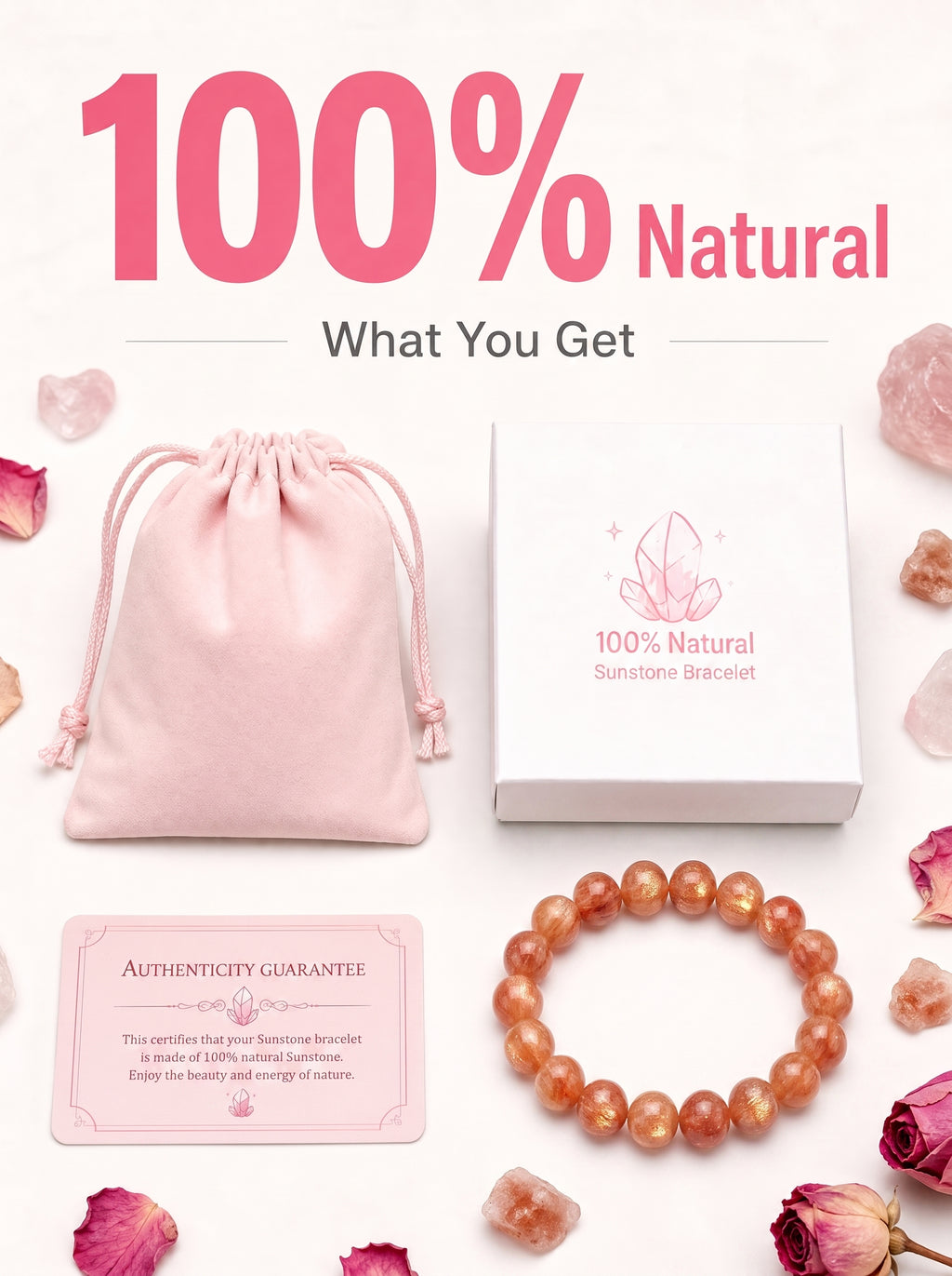 Premium Sunstone Beaded Bracelet | Hand-Polished Natural Gemstone Jewelry for Energy & Confidence