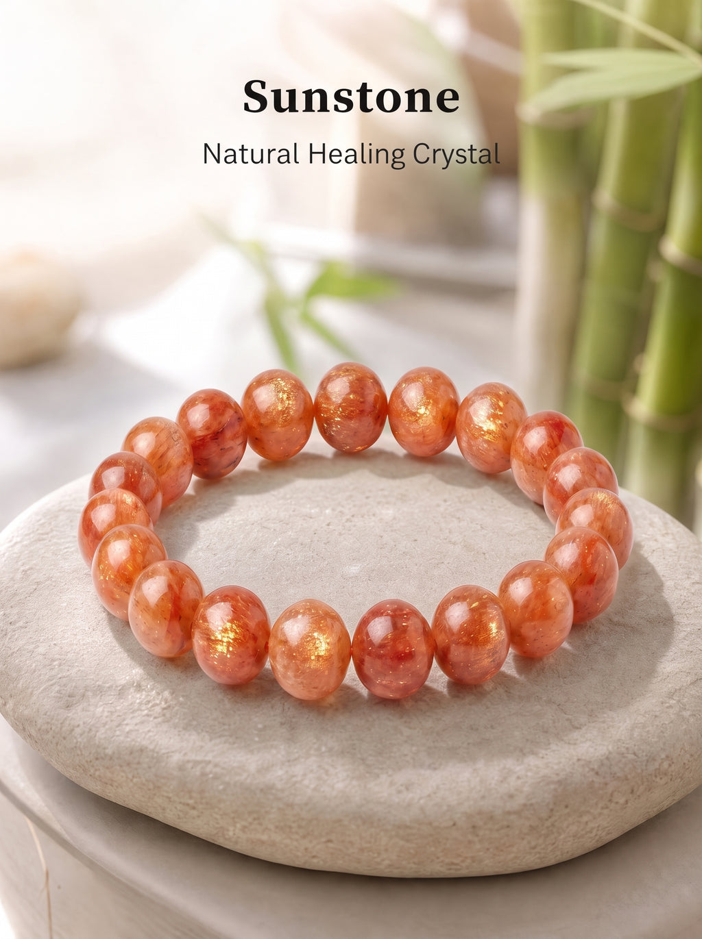 Premium Sunstone Beaded Bracelet | Hand-Polished Natural Gemstone Jewelry for Energy & Confidence