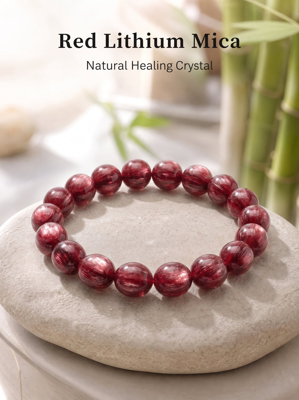 Premium Red Lepidolite Beaded Bracelet | Hand-Polished Natural Gemstone Jewelry for Love & Harmony