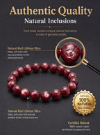 Premium Red Lepidolite Beaded Bracelet | Hand-Polished Natural Gemstone Jewelry for Love & Harmony