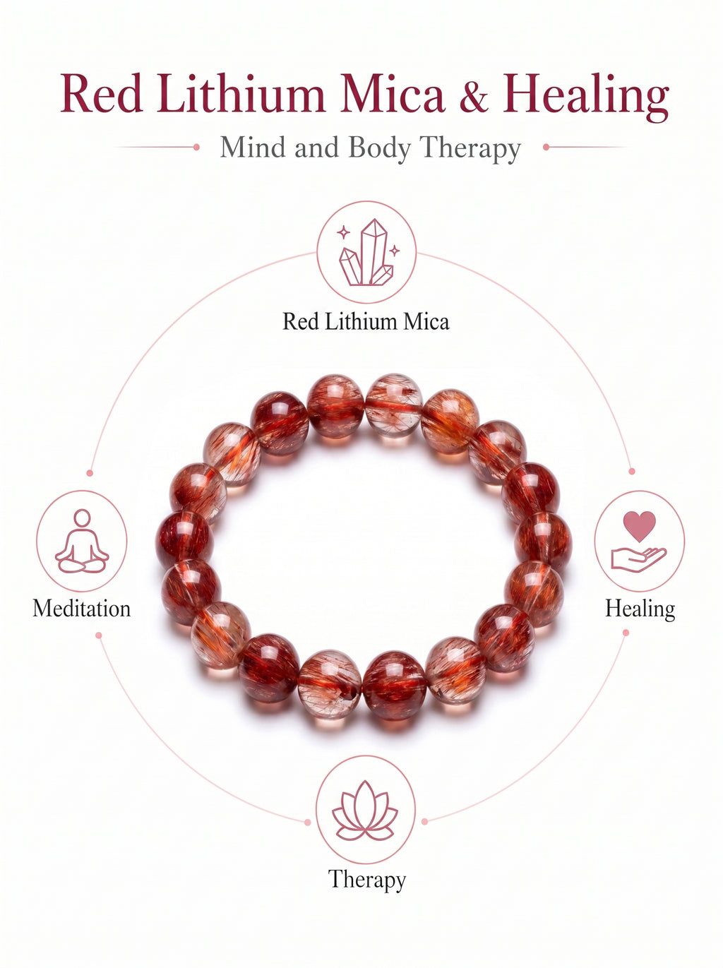 Premium Red Rabbit Hair Quartz Beaded Bracelet | Hand-Polished Natural Gemstone Jewelry for Energy & Radiance