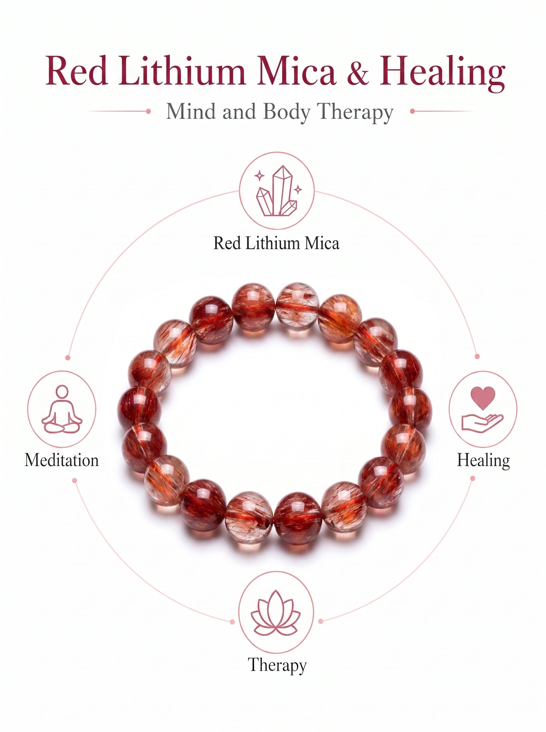 Premium Red Rabbit Hair Quartz Beaded Bracelet | Hand-Polished Natural Gemstone Jewelry for Energy & Radiance