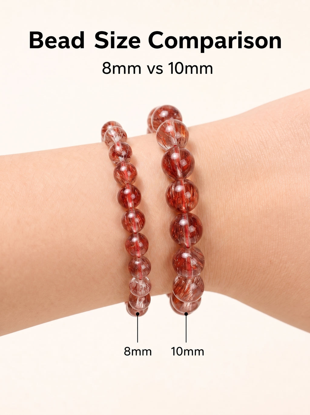Premium Red Rabbit Hair Quartz Beaded Bracelet | Hand-Polished Natural Gemstone Jewelry for Energy & Radiance