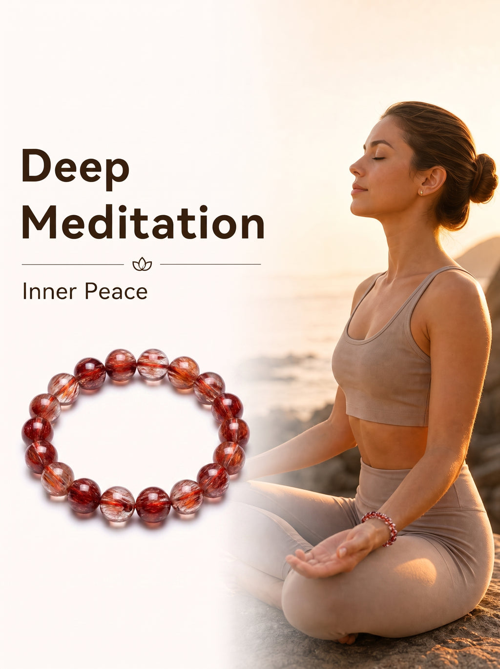 Premium Red Rabbit Hair Quartz Beaded Bracelet | Hand-Polished Natural Gemstone Jewelry for Energy & Radiance