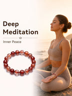 Premium Red Rabbit Hair Quartz Beaded Bracelet | Hand-Polished Natural Gemstone Jewelry for Energy & Radiance