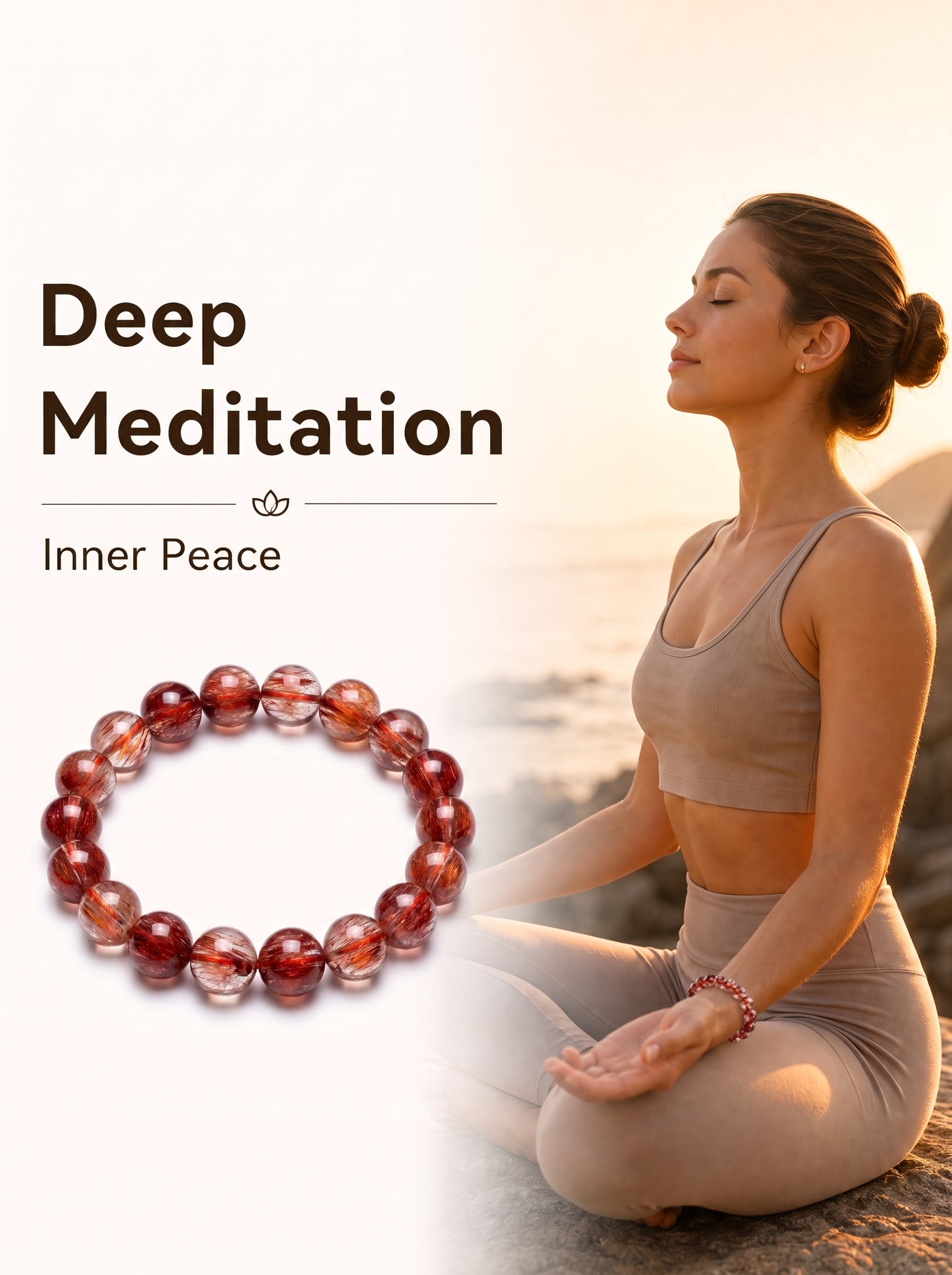 Premium Red Rabbit Hair Quartz Beaded Bracelet | Hand-Polished Natural Gemstone Jewelry for Energy & Radiance
