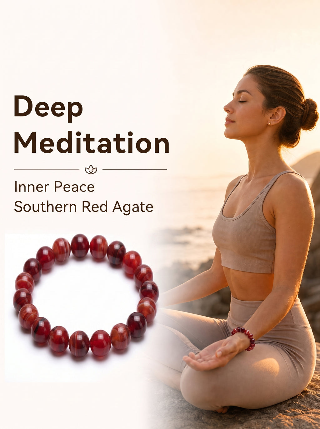 Premium Nanhong Agate Beaded Bracelet | Hand-Polished Natural Gemstone Jewelry for Elegance & Harmony