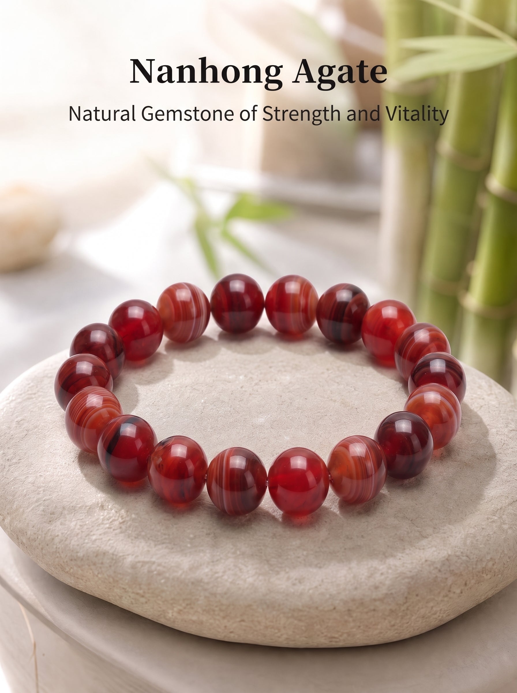 Premium Nanhong Agate Beaded Bracelet | Hand-Polished Natural Gemstone Jewelry for Elegance & Harmony