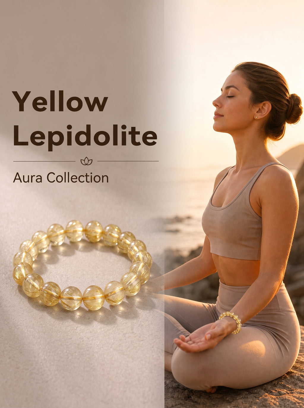 Premium Yellow Lepidolite Beaded Bracelet | Hand-Polished Natural Gemstone Jewelry for Inner Peace