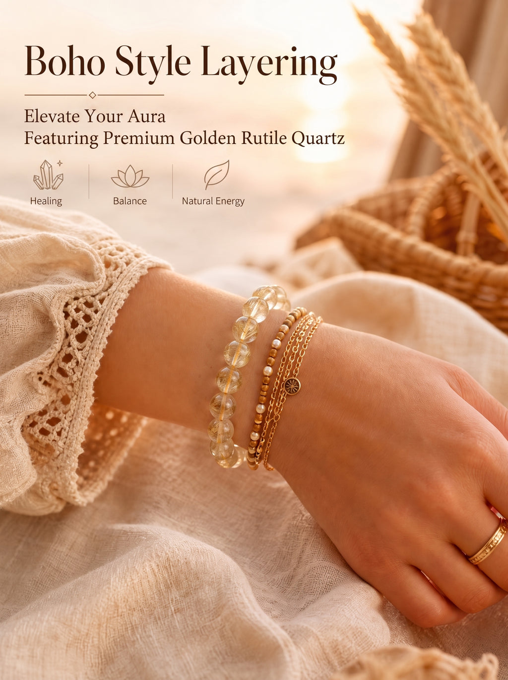 Premium Yellow Lepidolite Beaded Bracelet | Hand-Polished Natural Gemstone Jewelry for Inner Peace