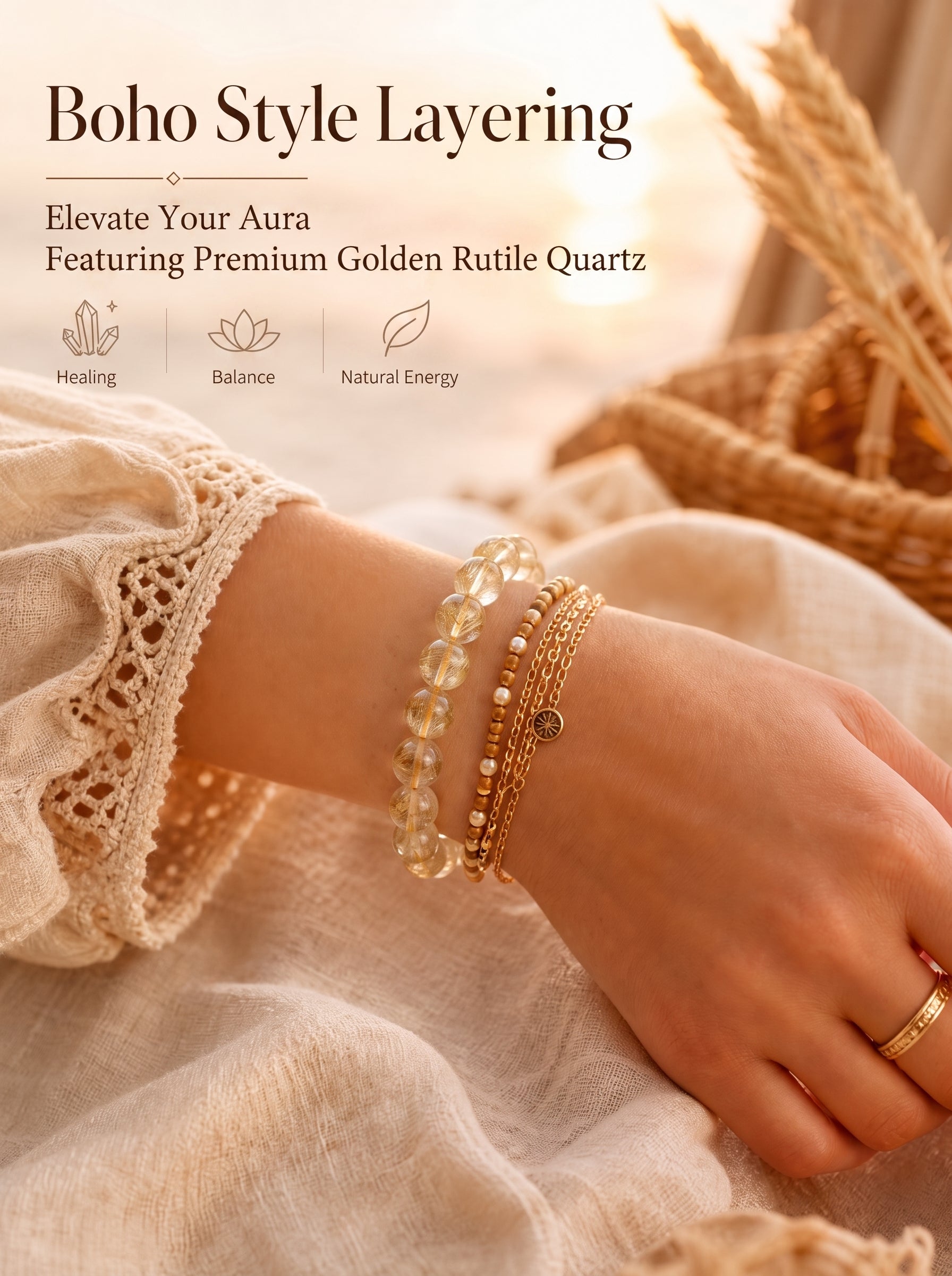 Premium Yellow Lepidolite Beaded Bracelet | Hand-Polished Natural Gemstone Jewelry for Inner Peace