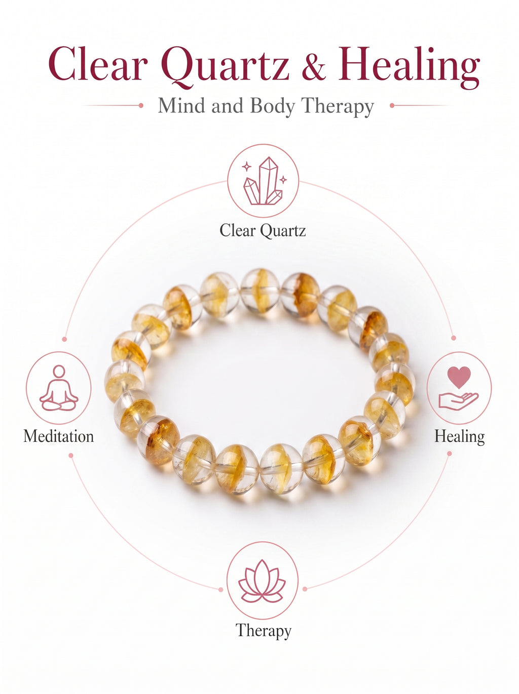Premium Yellow Phantom Quartz Beaded Bracelet | Hand-Polished Natural Crystal Jewelry for Abundance & Success