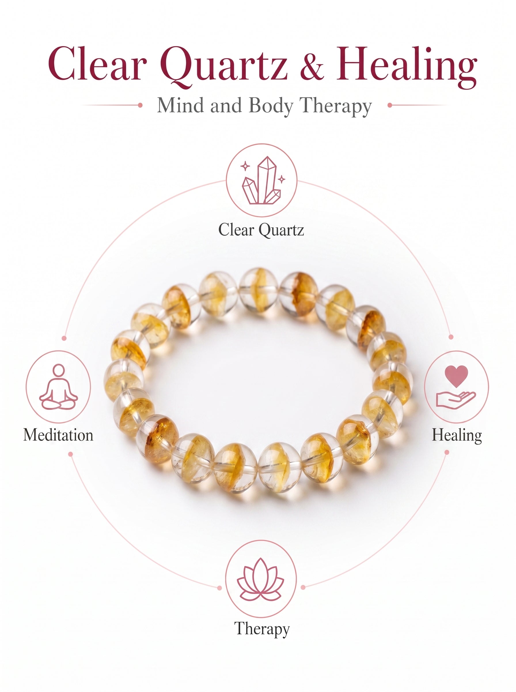 Premium Yellow Phantom Quartz Beaded Bracelet | Hand-Polished Natural Crystal Jewelry for Abundance & Success