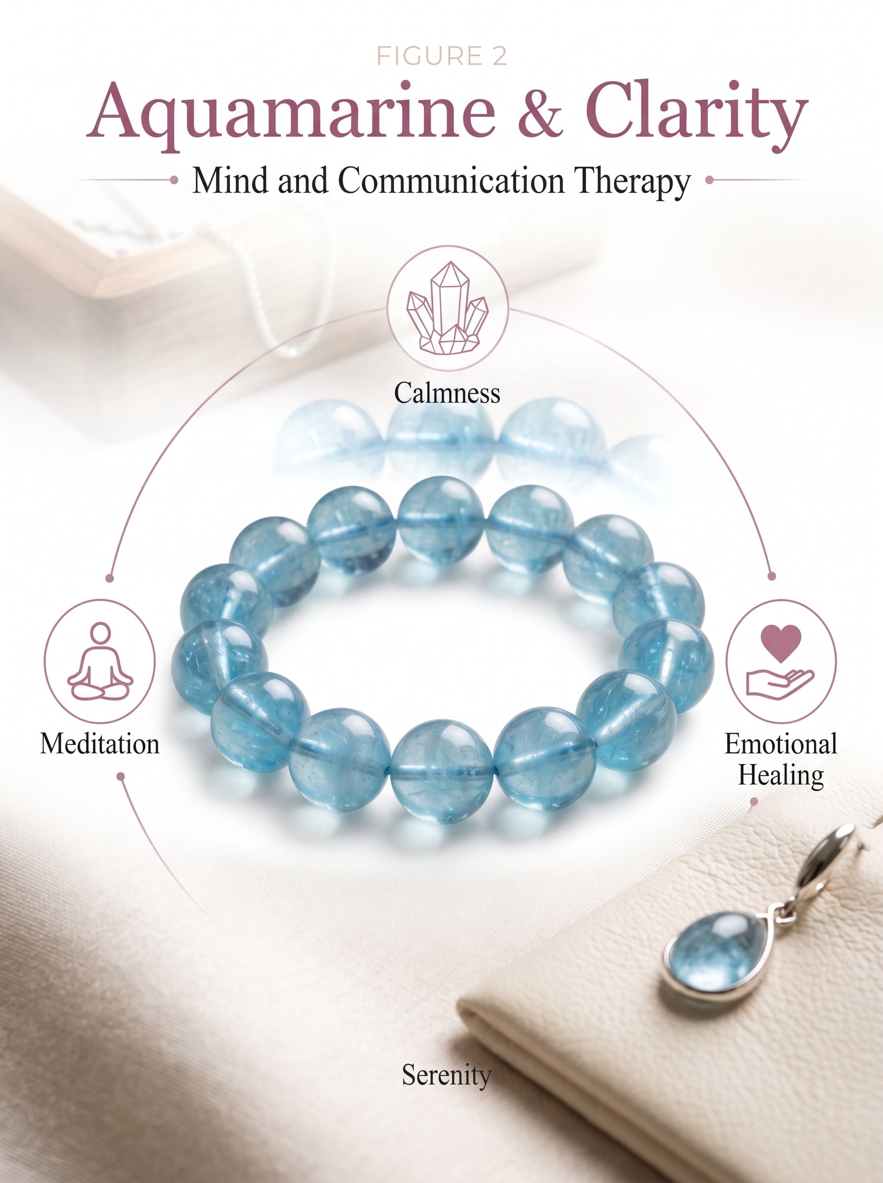 Premium Aquamarine Beaded Bracelet | Hand-Polished Natural Gemstone Jewelry for Clarity & Communication