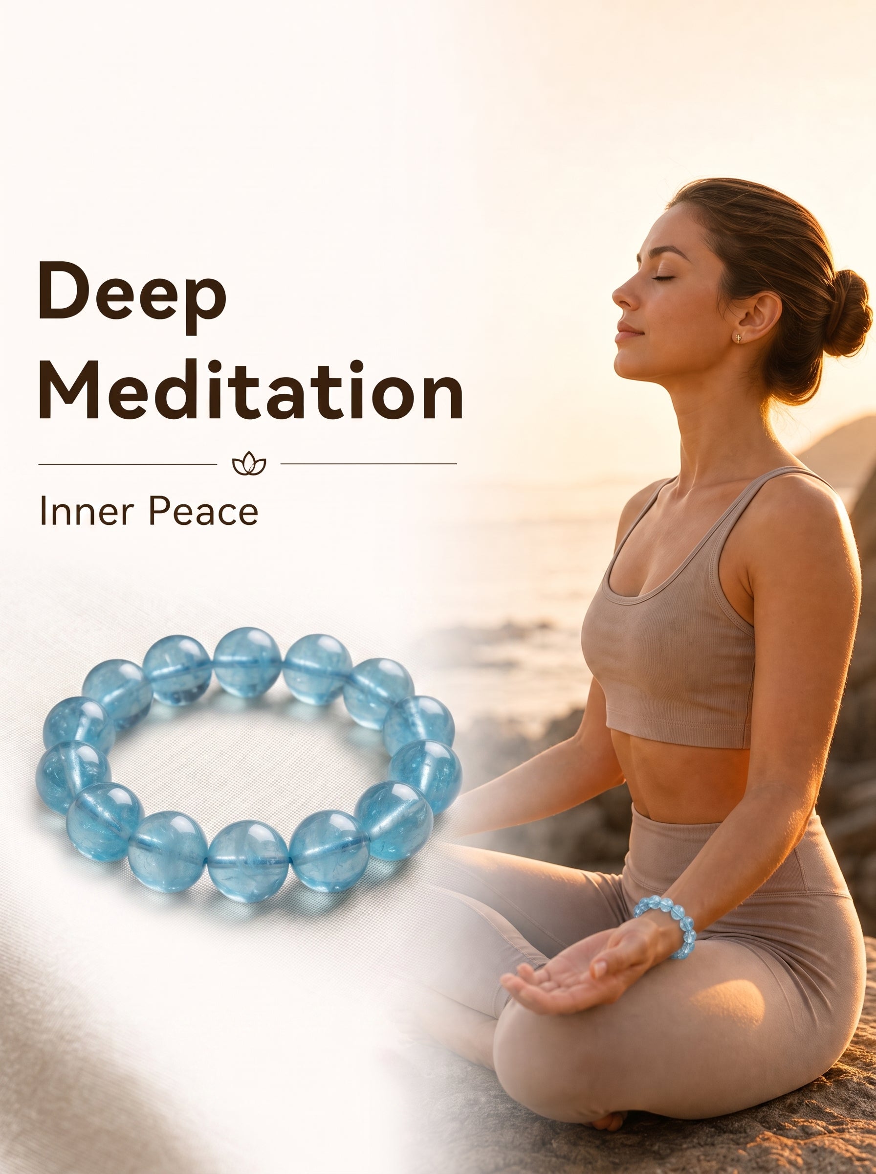 Premium Aquamarine Beaded Bracelet | Hand-Polished Natural Gemstone Jewelry for Clarity & Communication