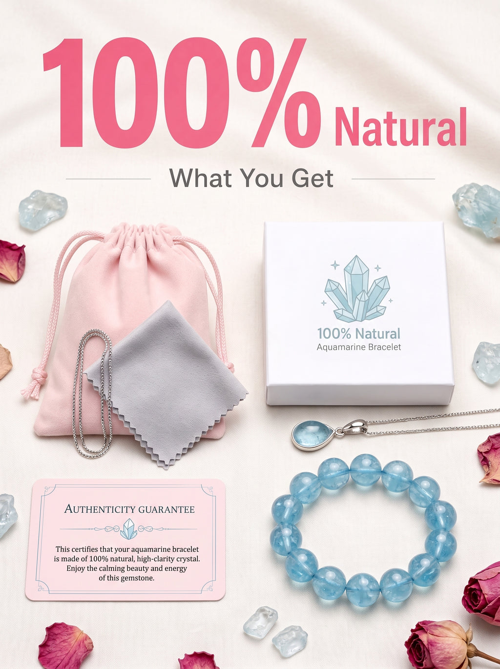 Premium Aquamarine Beaded Bracelet | Hand-Polished Natural Gemstone Jewelry for Clarity & Communication