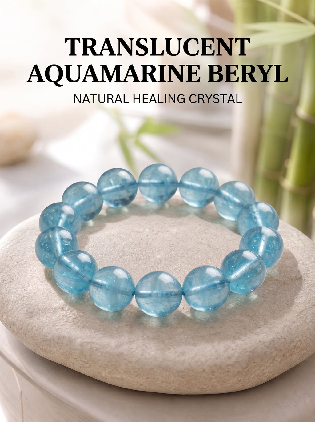 Premium Aquamarine Beaded Bracelet | Hand-Polished Natural Gemstone Jewelry for Clarity & Communication