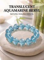 Premium Aquamarine Beaded Bracelet | Hand-Polished Natural Gemstone Jewelry for Clarity & Communication