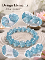 Premium Aquamarine Beaded Bracelet | Hand-Polished Natural Gemstone Jewelry for Clarity & Communication
