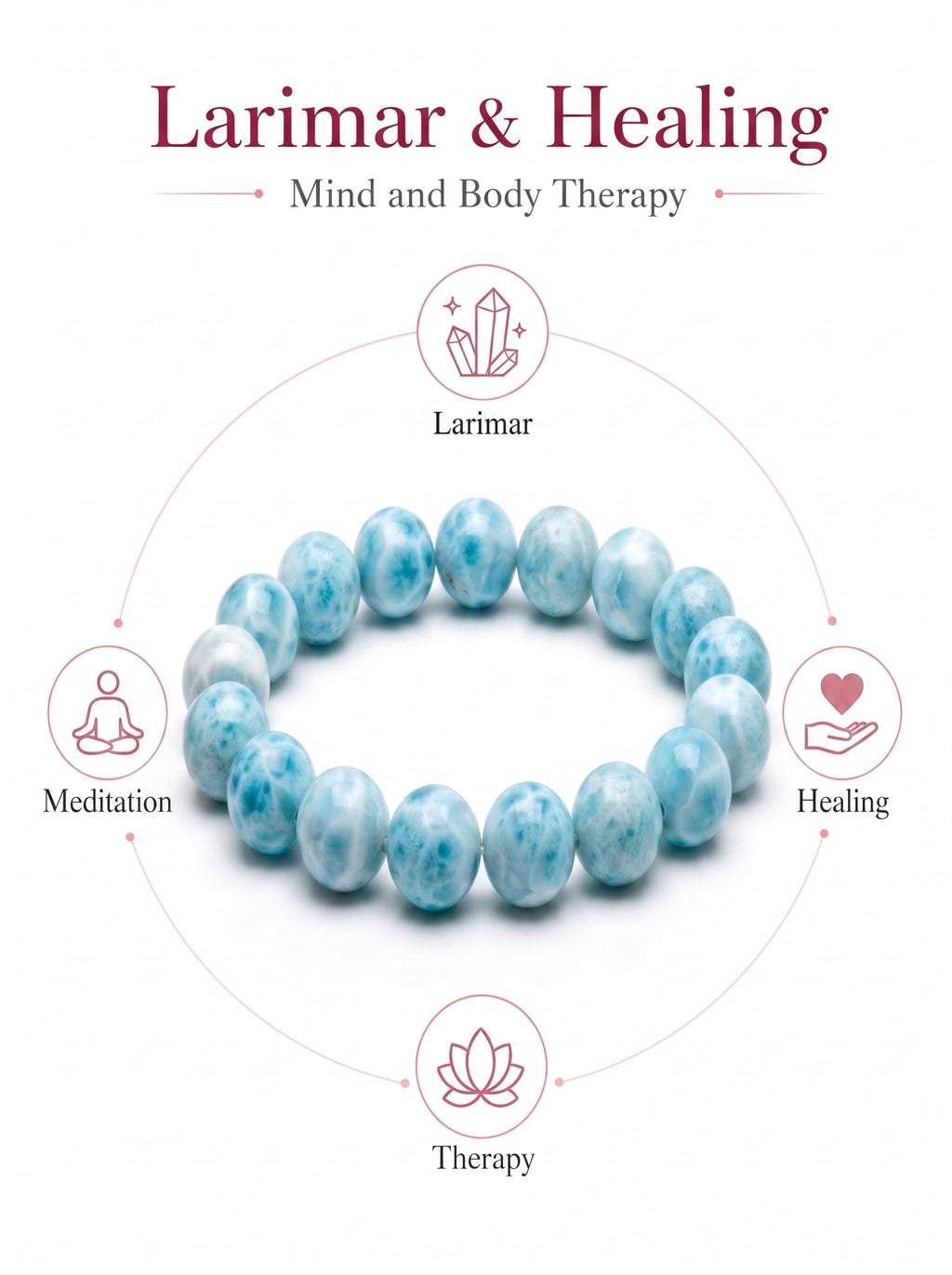 Premium Larimar Beaded Bracelet | Hand-Polished Natural Gemstone Jewelry for Peace & Communication