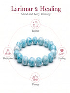 Premium Larimar Beaded Bracelet | Hand-Polished Natural Gemstone Jewelry for Peace & Communication