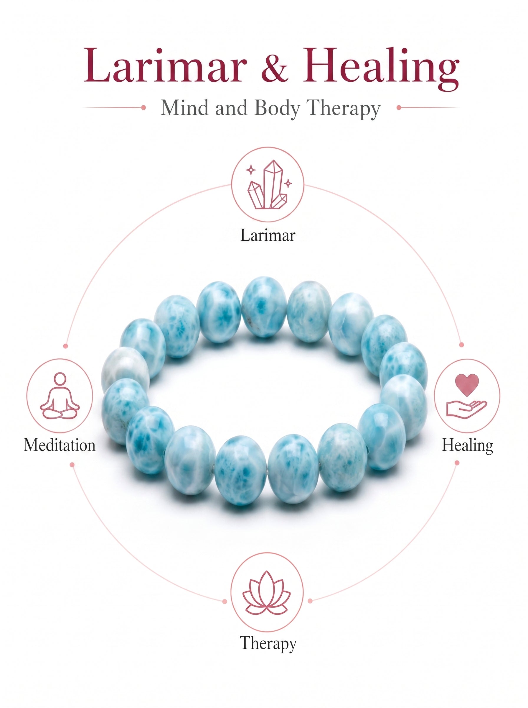 Premium Larimar Beaded Bracelet | Hand-Polished Natural Gemstone Jewelry for Peace & Communication
